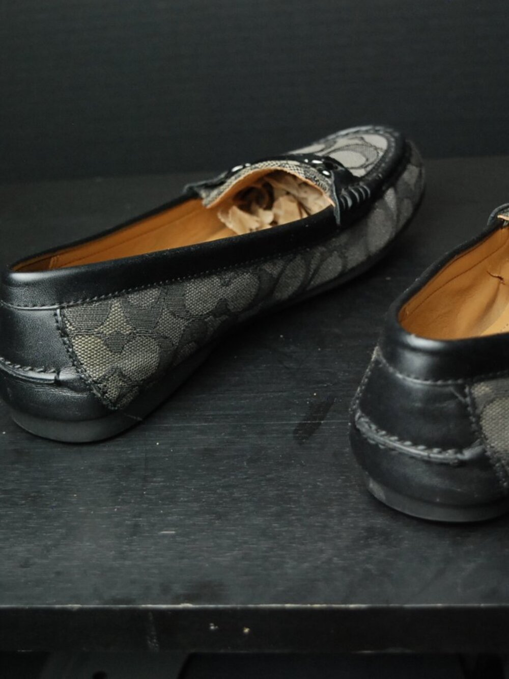 COACH Black Olive Signature Logo Leather Monogram Loafers Women's Shoes - Picture 6 of 11